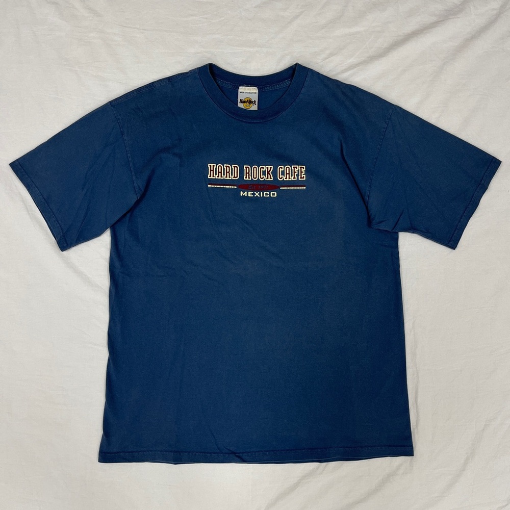 Vintage 90s Hard Rock Cafe Mexico Short Sleeve Shirt Blue